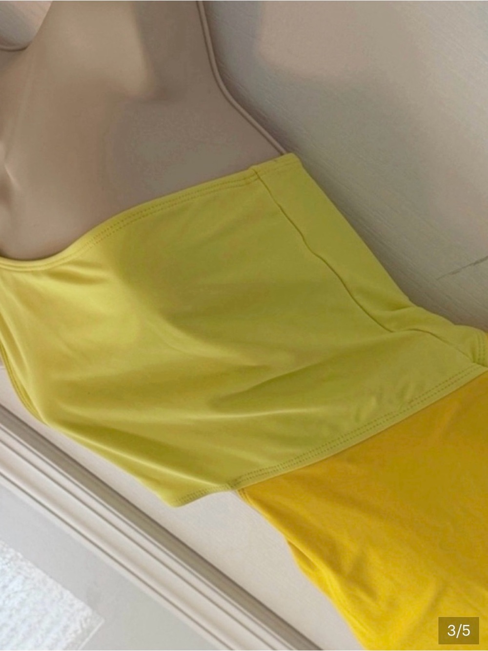 Yellow One Shoulder Cutout One Piece Swimsuit Medium Asymmetrical High Cut - Picture 3 of 5